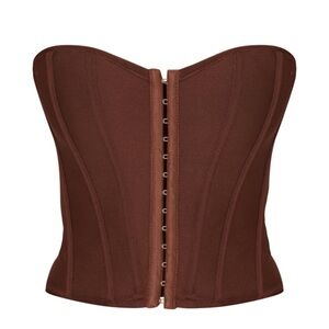 Pretty Little Thing Chocolate Bandage Hook And Eye Structured Corset